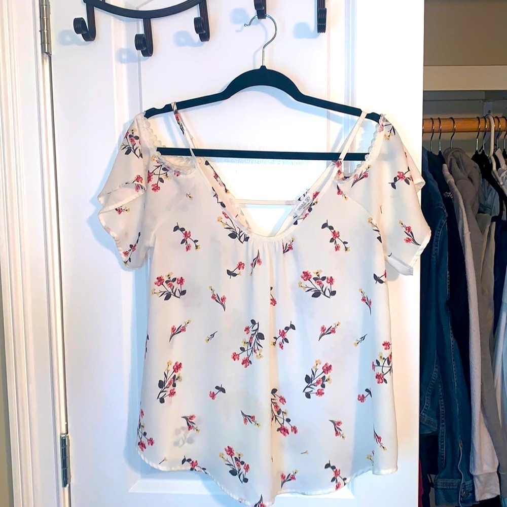 Sienna Sky floral cold shoulder top